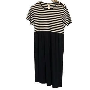 Jones New York Women's Black and White Striped Top and Black Bottom P/M Dress